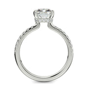 Pauline Radiant Cut Pave Hidden Halo 4 Prong Claw Set Engagement Ring Setting - Nivetta